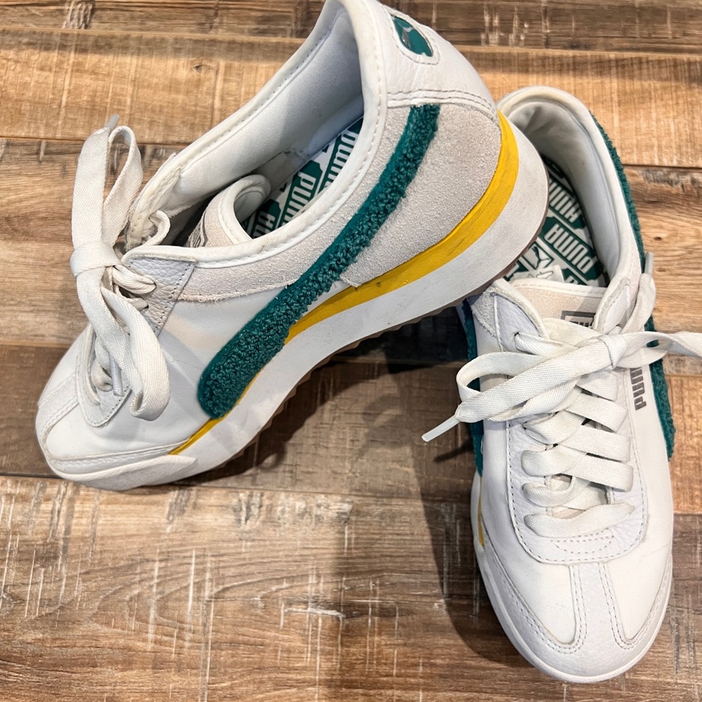 Women’s White, Green and Yellow Puma Sneakers